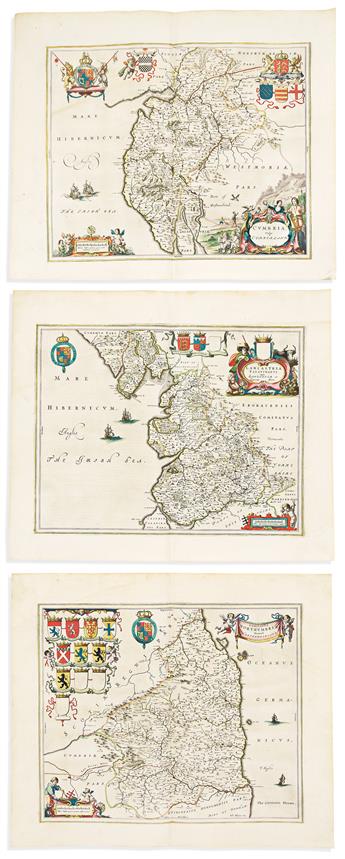 (BRITISH COUNTIES.) Joan Blaeu. Group of 10 double-page engraved maps.